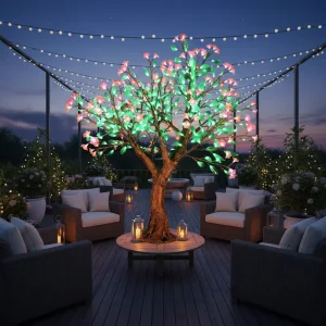 1.5m Artificial Resin Pink LED Cherry Blossom Tree Lights