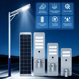 100W Integrated Solar Street Light, Die-Cast Aluminum, Monocrystalline Silicon, IP65