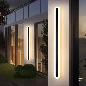 110v 220v Waterproof Black Exterior Long Linear Strip Porch Garden Wall Light Modern LED Outdoor Wall Lamps