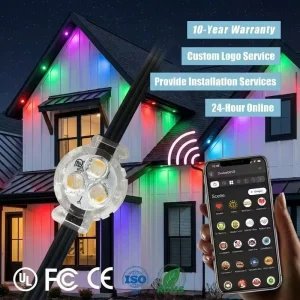 12V 24V 36V Exterior Rgbw Pixel Point Lights Wifi Controller IP68 Rated Permanent Outdoor Christmas Lighting For House