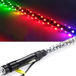 12V LED Whip Lights Flag Pole Safety Antenna for Offroad Sand Dune Buggy UTV ATV 4X4 Polaris Truck Yamaha Can Am Maverick X3