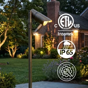 12V Solid Brass Pathway Light ETL IP65 Waterproof LED Adjustable Direction Height Landscape Lighting for Projects