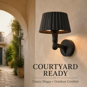 12W IP65 Exterior LED Wall Light AC85 265V Aluminum Pleated Hat Shade Outdoor Wall Sconce Garden Balcony Restaurant