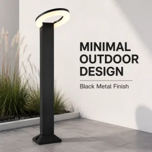 12W Warm White Fold Oval Outdoor Post Light IP65 Waterproof Matte Black or Speckled Gray Courtyard Lawn Light