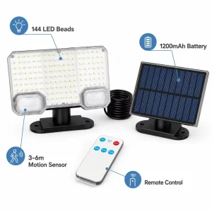 144LED 3 Mode Motion Sensor 1200mAh for Garden Courtyard Outdoor Solar Induction Wall Light