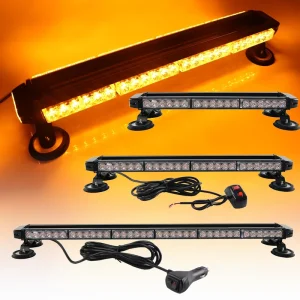 162W 54 LED 5000 Lumens Amber Strobe Light Bar Universal Fit 12V Warning Light for Tow Trucks & Construction Vehicles