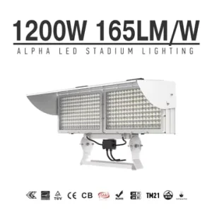 165lm/W 1200W Stadium Light 3000K-6000K IP66 Aluminum LED Light with Silver Finish