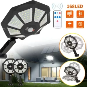 168LED Solar Street Wall Lights Large Lighting Range Outdoor Solar Lamps with Sensor for Yard PC Body Electric Power Supply