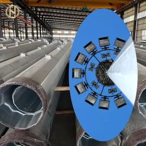 18 30m Polygonal Q355 High Mast Pole Lifting System HDG Stadium Floodlight Tower for Football Airport Heavy Duty 200km h Wind