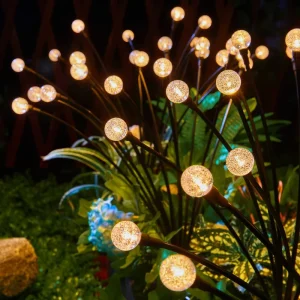 2 Mode Solar Outdoor Garden Lights 1 Pack 6 LED Firefly Walkway Lights with Waterproof Yard IP65 Battery Power