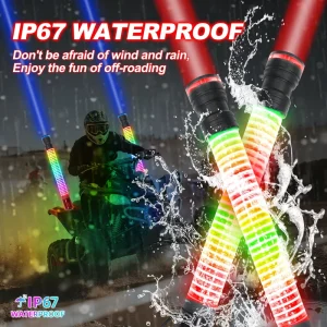 2-in-1 COB LED Fat Whip with Top Laser Light, 2.2-Inch RGB Chasing, App, and RF Control