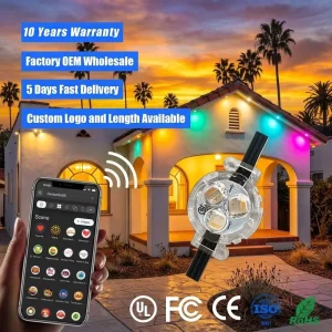 200ft 300ft Rgbw Color Changing Eave Point Lights 12V 24V 36V IP68 Waterproof Outdoor Permanent Lighting