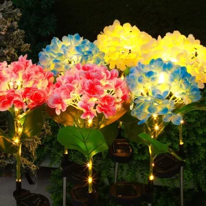 20LED IP65 Rating Outdoor Waterproof Solar Embroidered Lights for Garden Villa Courtyard Lawn Simulation Flower Hydrangea