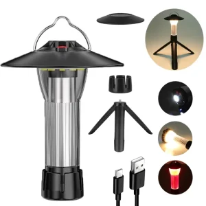 2200mAh Magnetic Camping Lantern with Power Bank, 5 Modes, Stepless Dimming, Waterproof, Hanging Emergency Work Light
