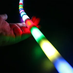 24V RGB Flexible Programmable LED Neon Tube Light, Black Silicone Jacket, 360-Degree Round, 22mm Diameter