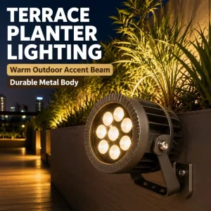 24W Exterior LED Floodlight Multi Lens Array Weather Proof Landscape Narrow Beam Accent Lamp for University Building Pillar