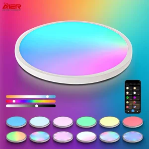 28W-48W RGB LED Smart Ceiling Light Stepless Dimming 3000K-6000K CCT Adjustable for Living Room Bedroom