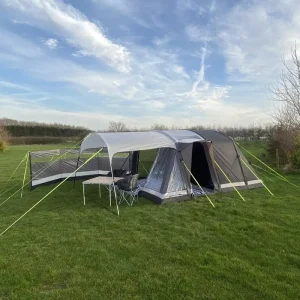 3-4 Man Air Pole Tent Waterproof Tunnel Tent Light Trekking and Camping Tent with Awning