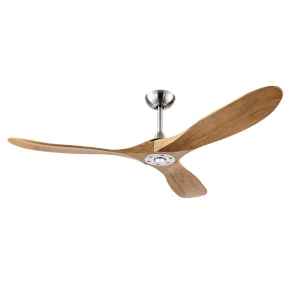 3-Blade Solid Wood Ceiling Fan Without Light for Commercial Applications