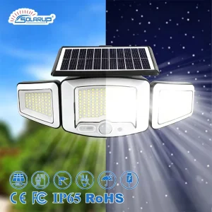 3-Head Solar Wall Light 1000LM IP65 PIR Motion Sensor Outdoor Garden Security Flood Light Manufacturer Bulk Supply