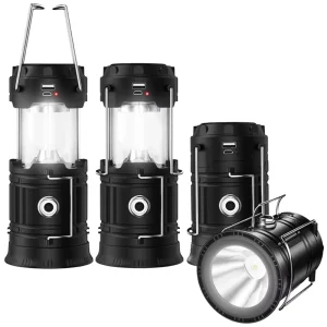 3-in-1 Solar LED Camping Light USB Rechargeable Lantern Flashlight Power Bank Telescopic IP44