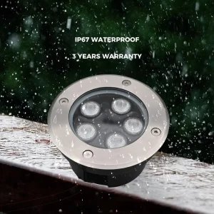 3000K IP67 LED Underground Light Aluminum 5W Outdoor Sidewalk Recessed Lighting Inground Deck Light for Pathway