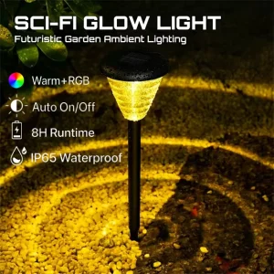 3000K RGB LED Solar Garden Path Lights Waterproof Outdoor Pathway Lighting Decoration Floor Ornaments