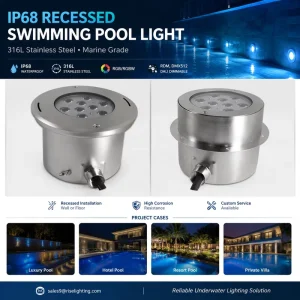 316 Stainless Steel LED Swimming Pool Light Changeable Color Underwater Recessed Lamp Waterproof IP68 Outdoor Garden Pond Use
