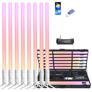 360-Degree RGB LED Pixel Tube Lights, 28W, DMX, WiFi, Remote Control, Battery Powered, Stage and Outdoor