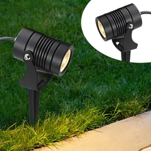 3W LED Spike Lawn Lamp All Black Garden Light Path Spotlights Cylindrical Minimalist Style 3000K Warm White AC85 265V 12V