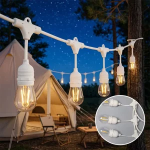 48ft Waterproof E26 E27 Outdoor Patio Handing Lamp Holder Led Festoon Belt Strip String Light for Party Decoration
