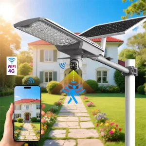 4G WiFi Solar Street Light with CCTV Camera Wireless Outdoor Monitoring Lamp for Villa Courtyard Security Lighting