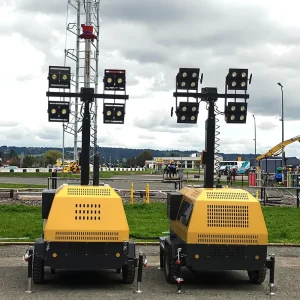 4x1000W Manual Light Tower Diesel Generator Mobile Trailer Telescopic Mast Outdoor Night Work Light