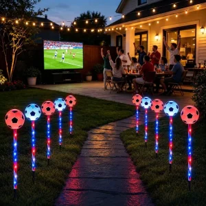 5 Pack Solar Pathway Lights Outdoor Waterproof Solar Garden Path Lights Led Solar Garden Light for Soccer Theme