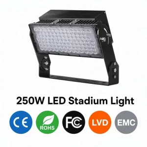 50000lm 250W IP67 Aluminium Square Module Electric LED Stadium Flood Lights for Baseball Pitch Site
