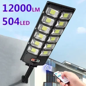 504 LED Outdoor Motion-Sensor Waterproof 12000-Lumen Solar Street Light