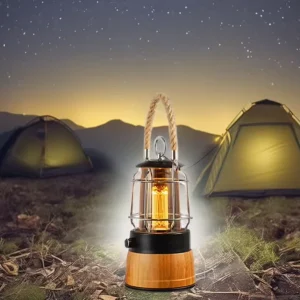 5W 200 Lumens Dimmable LED Camping Lantern Outdoor Bamboo Hanging Lamp Rechargeable Warm Colour Hiking Climbing Walking Garden