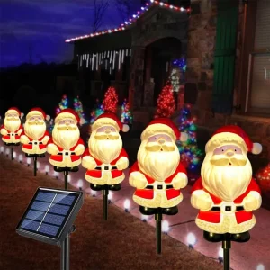 5pcs Santa Claus Solar LED Lawn Lights for Outdoor Pathway Yard Garden