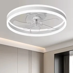6-Speed Remote Control 5-Blade DC/AC Motor ABS Bedroom Ceiling Fan with LED Lights Modern Design