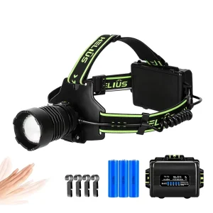 60W White Laser LED Headlamp, 1500m Range, Motion Sensor, Rechargeable, for Camping, Hunting and Fishing