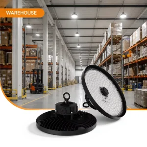 6500K UFO LED High Bay Light 200 lm Per W 5050 LED PC Lens IP65 IK08 for Warehouse
