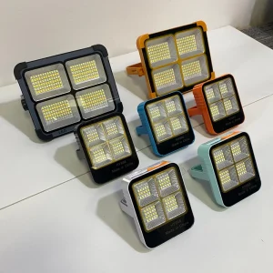 6W200w IP66 Waterproof Portable Rechargeable Emergency Camping Light LED Solar Flood Light with USB for Fishing & Camping