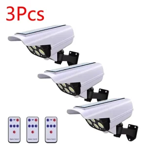 77LED Solar Motion Sensor Security Light Waterproof Wireless Flood Light for Home Garden IP65 Rating Outdoor Dummy Camera