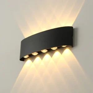 ABS Black Shell Outdoor LED Wall Lamp Waterproof Aluminum Base Square Solar Panel Warm Light Up Down Feature AC85 265V for Walls