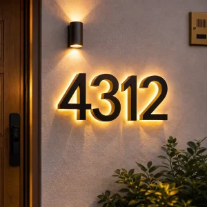 Address Sign Solar Powered Outdoor Waterproof Lighting Modes House Number Sign Address Number For Houses Yard Street