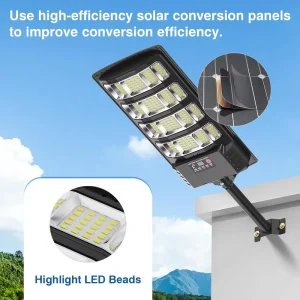 Adjustable Brightness 600W ABS Solar Street Light IP66 Flood Light Remote Control Power Supply Outdoor Road LED Lighting