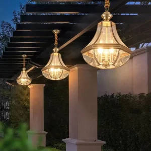 All-Copper Outdoor Waterproof LED Pendant Ceiling Light for Corridor, Sunroom, and Entrance