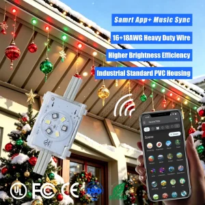 All Season 48VJellyfish Rgbw Point Lights 200ft 400ft IP68 Track System Outdoor Permanent Christmas Decorative Lighting