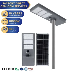 All in One Solar LED Street Light 1000W 1500W 2000W 180LM/W ABS