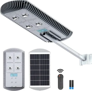 All in One Solar Street Light 600W with PIR Motion Sensor and Remote Control IP65 Waterproof LED Solar Parking Lot Pole Light